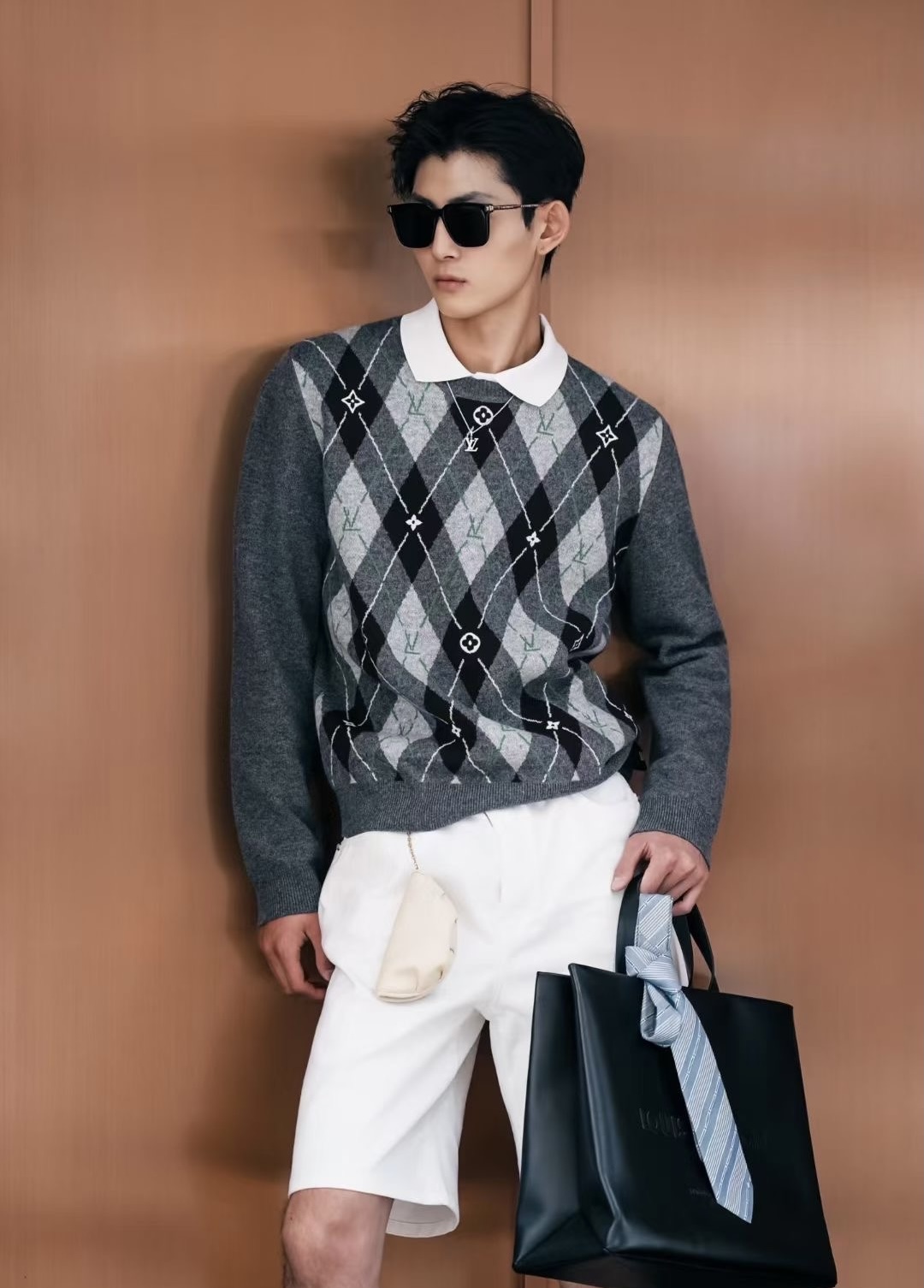 **do** เสื้อ LV Argyle Crewneck Sweater ใส่ได้ ชาย หญิง สินค้าใหม่ ของแท้