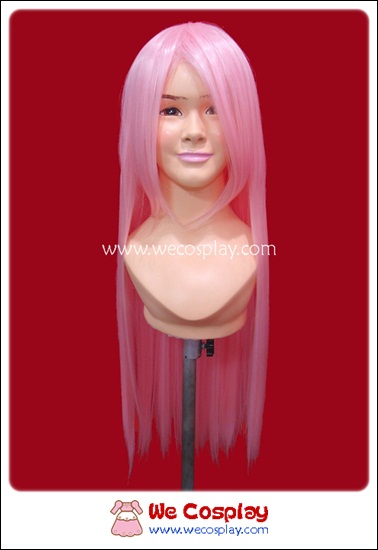 วิกผมแฟนซี สีชมพูนมเย็น หน้าม้ายาว Pink Fancy Wig