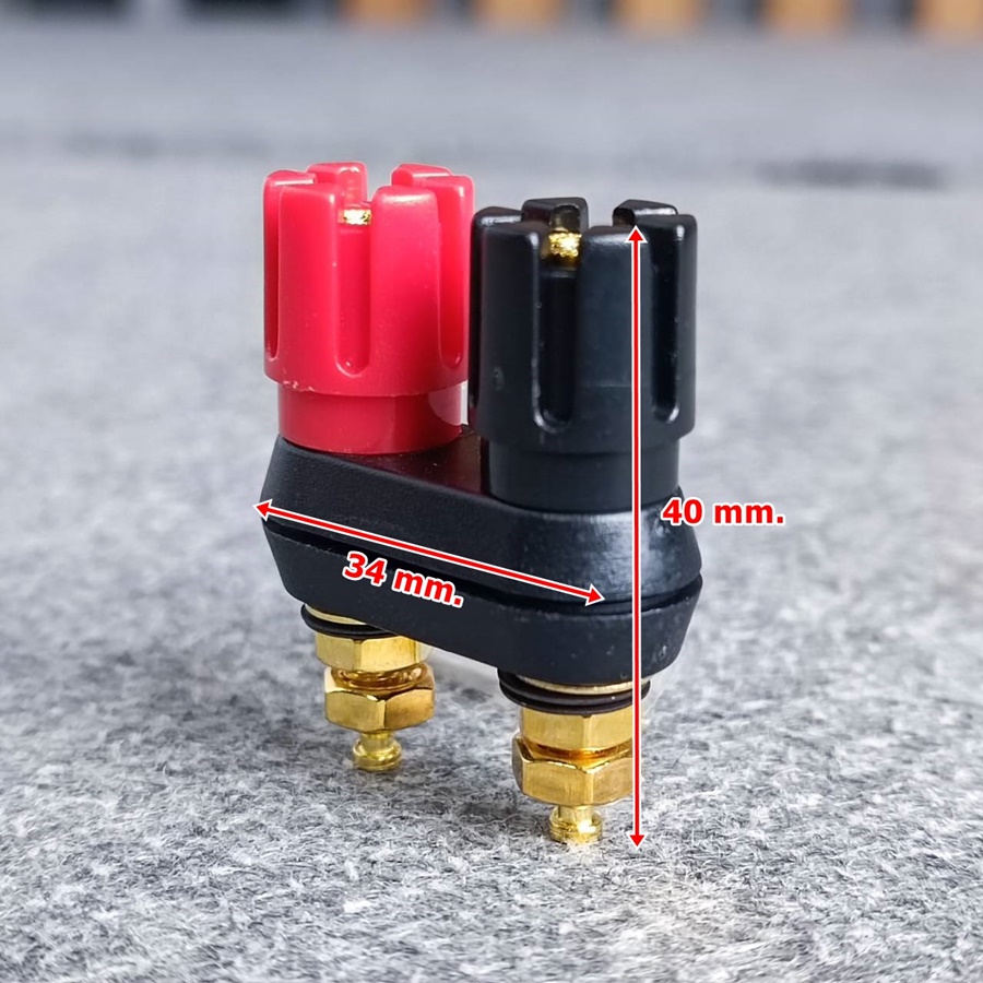 1อัน ไบติ้งโพสต์คู่ พลาสติกตัวใหญ่ แกนทอง 913B06 ขั้วลำโพง ขั้วต่อลำโพงติดแท่น BIDINGPOST ไบดิ้งโพสต์คู่ แบบหมุนล็อคสาย เอไอ-ไพศาล