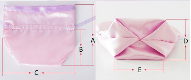 ถุงใส่ของชำร่วย ถุงผ้าซาติน สีชมพูผสมม่วง ติดดอกไม้ ใส่เกสร ใส่เพชรสังเคราะห์ ด้านบน ถุงผ้าซาติน ทรงกลม ใส่ของที่ระลึก 964724