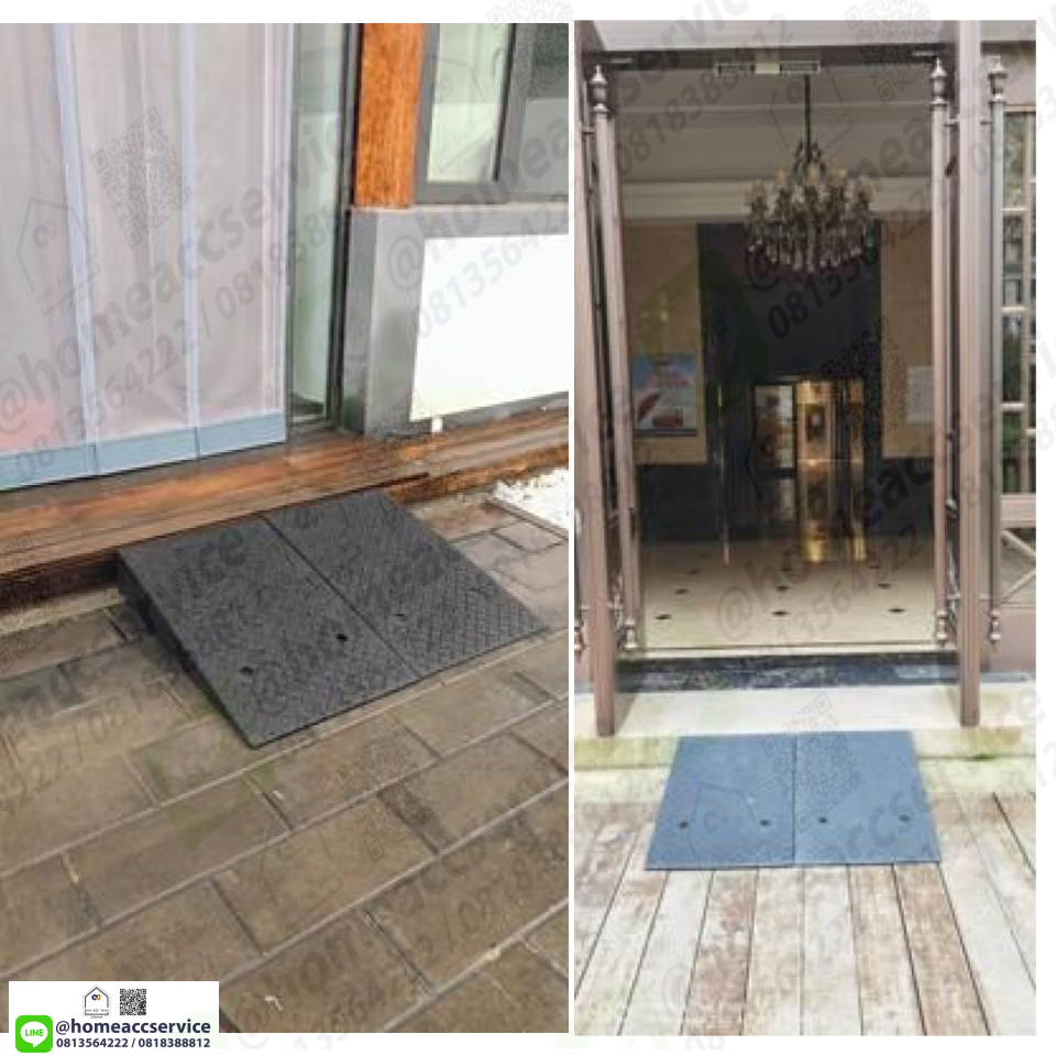 ทางลาดยางปีนฟุตบาท รวมสูง 26ซม. 16+ส่วนเสริม11(-1ซม.) ลาด 135ซม. กว้าง 50ซม. หนัก 44kg - Rubber Ramp with Extention 26x135x50 cm (16+10) 44kg