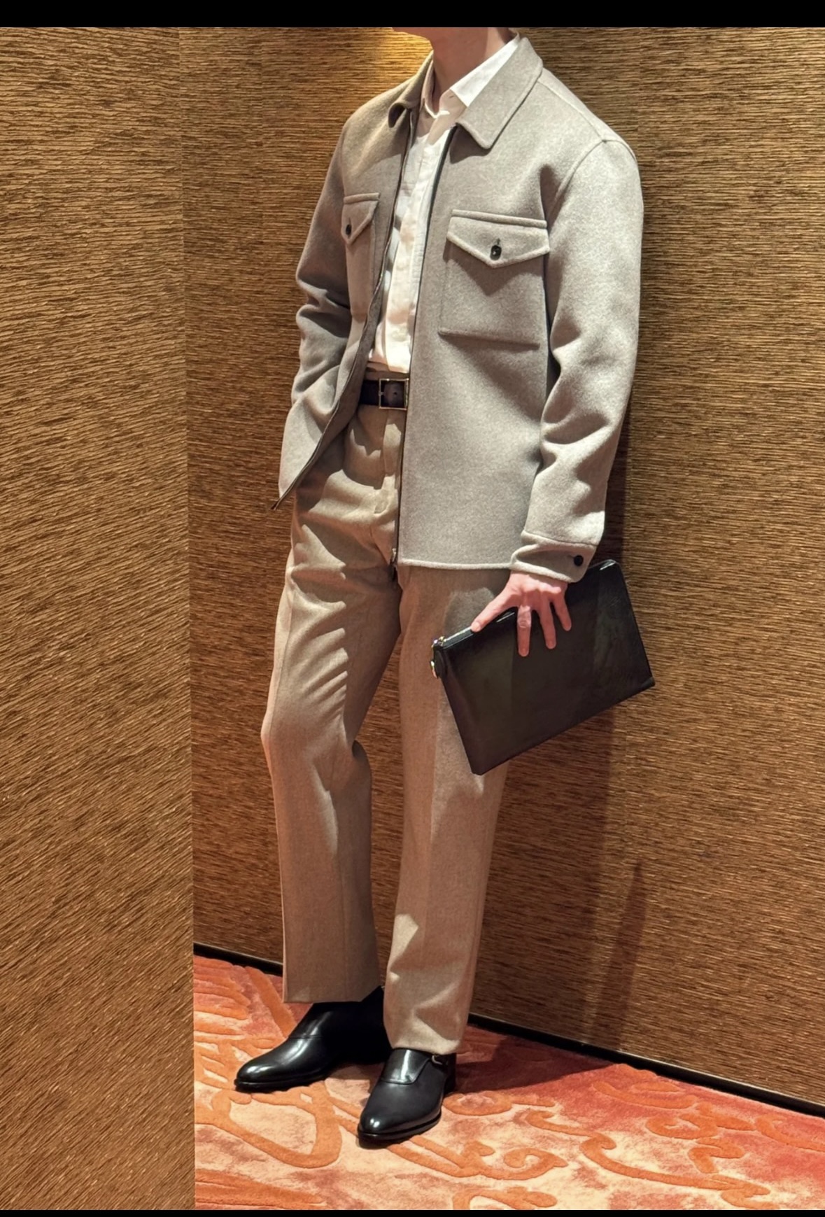 **Red** เสื้อกันหนาว Berluti Double Face Zipped Overshirt สองชั้น สินค้าใหม่ ของแท้