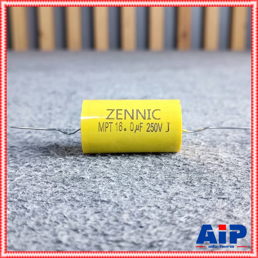 1ตัว ZENNIC C16/250V MPT สีเหลือง ซีเสียงกลาง คาปาซิเตอร์ 16UF250V เอไอ-ไพศาล