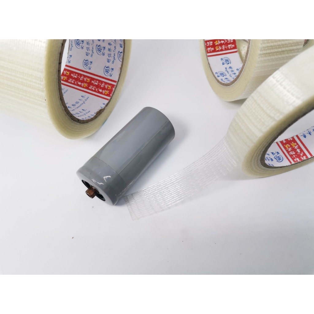 เทปใยสัปปะรด เทปตาข่ายไฟเบอร์กลาส ทนต่อแรงดึง เทปใยแก้ว Fiber tap สำหรับติดแบตเตอรี่ รัดของ