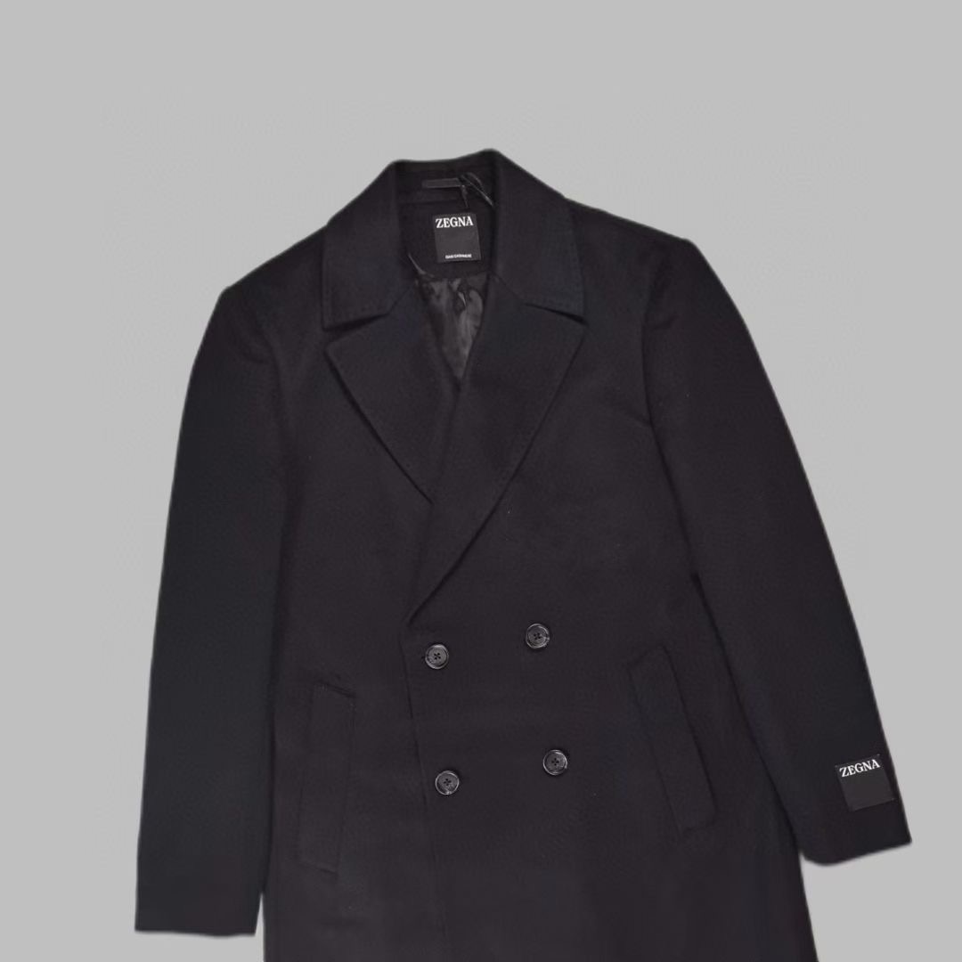 เสื้อโค้ท Ermenegildo Zegna Black Cashmere Double Breasted Coat สินค้าใหม่ ของแท้