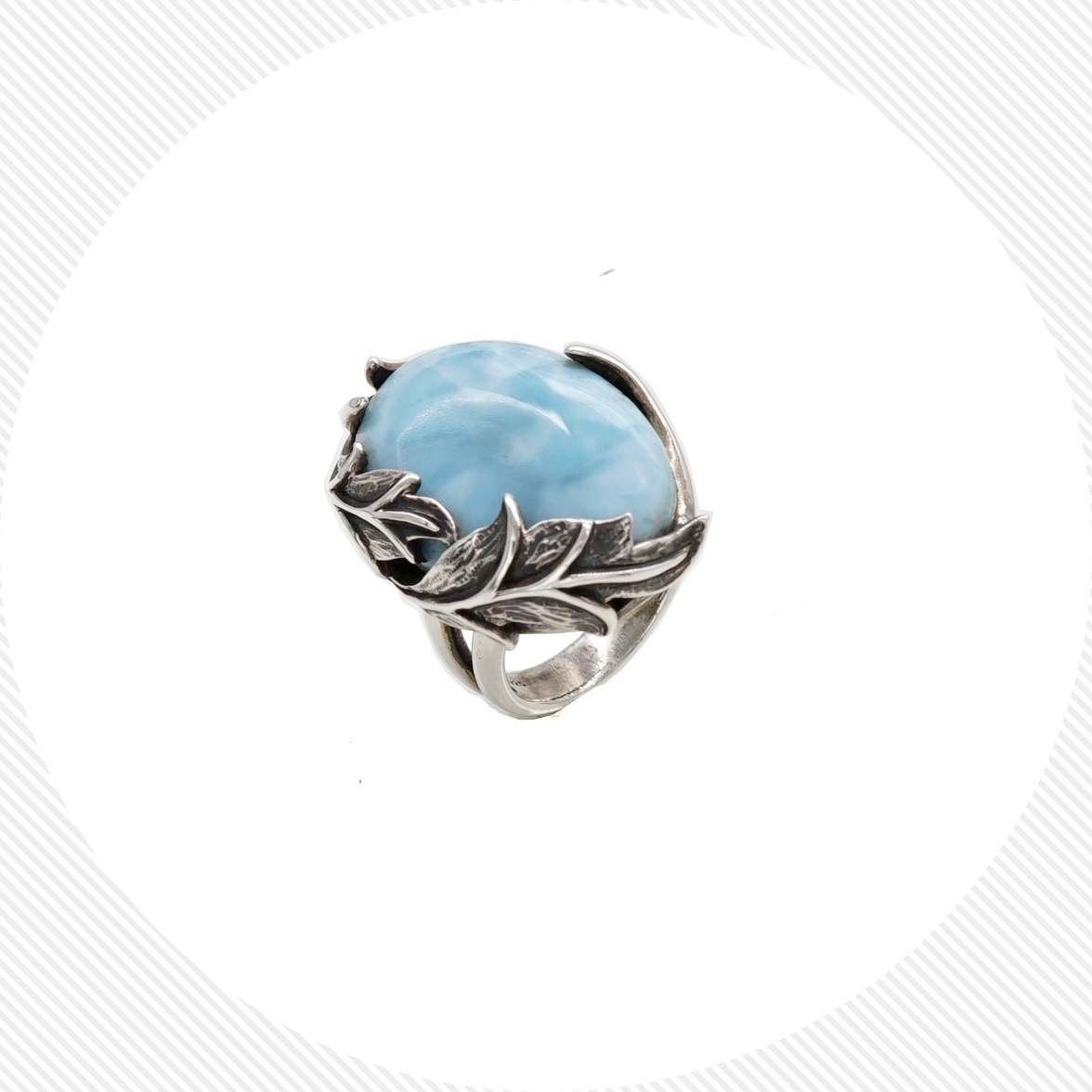 #แหวนหินมงคล แหวนเงินแท้ฝังด้วยหินลาริมาร์ #ลาริมาร์ (Larimar) "หินแห่งการพัฒนาความสัมพันธ์"