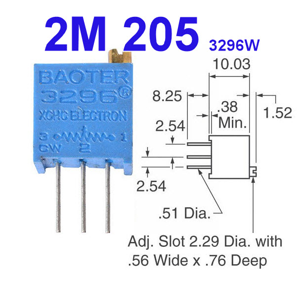 VR เกือกม้า 2M ohm (205) 3296W Trimpot Variable Resistor (Trimmer Potentiometer)