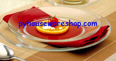 จานแก้ว Assurance Glass Plate, จานแก้วทรงตื้น Shallow Plate 9" and 7 1/2", จานแก้วทรงลึก Deep Plate 9", จานแก้วเล็ก Saucer 6"