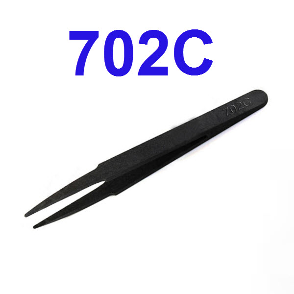 Tweezers Anti-static black/white carbon fiber แบบพลาสติก