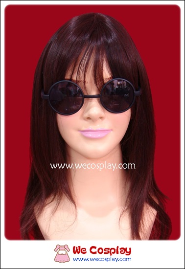 แว่นตาพลาสติก แบบกลม กรอบสีดำ เลนส์ดำ Fancy Cosplay Glasses