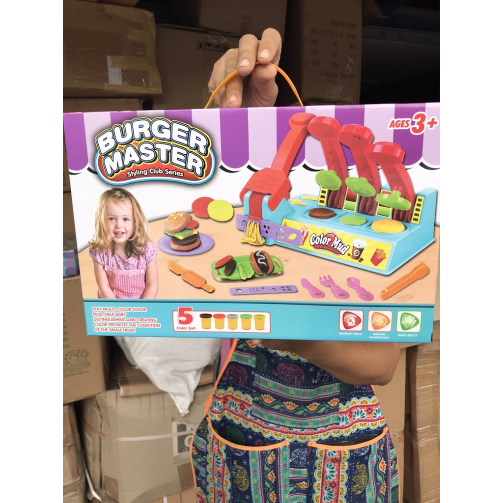 9903A ของเล่นเด็กแป้งโดว์แฮมเบอร์เกอร์ กล่องละ