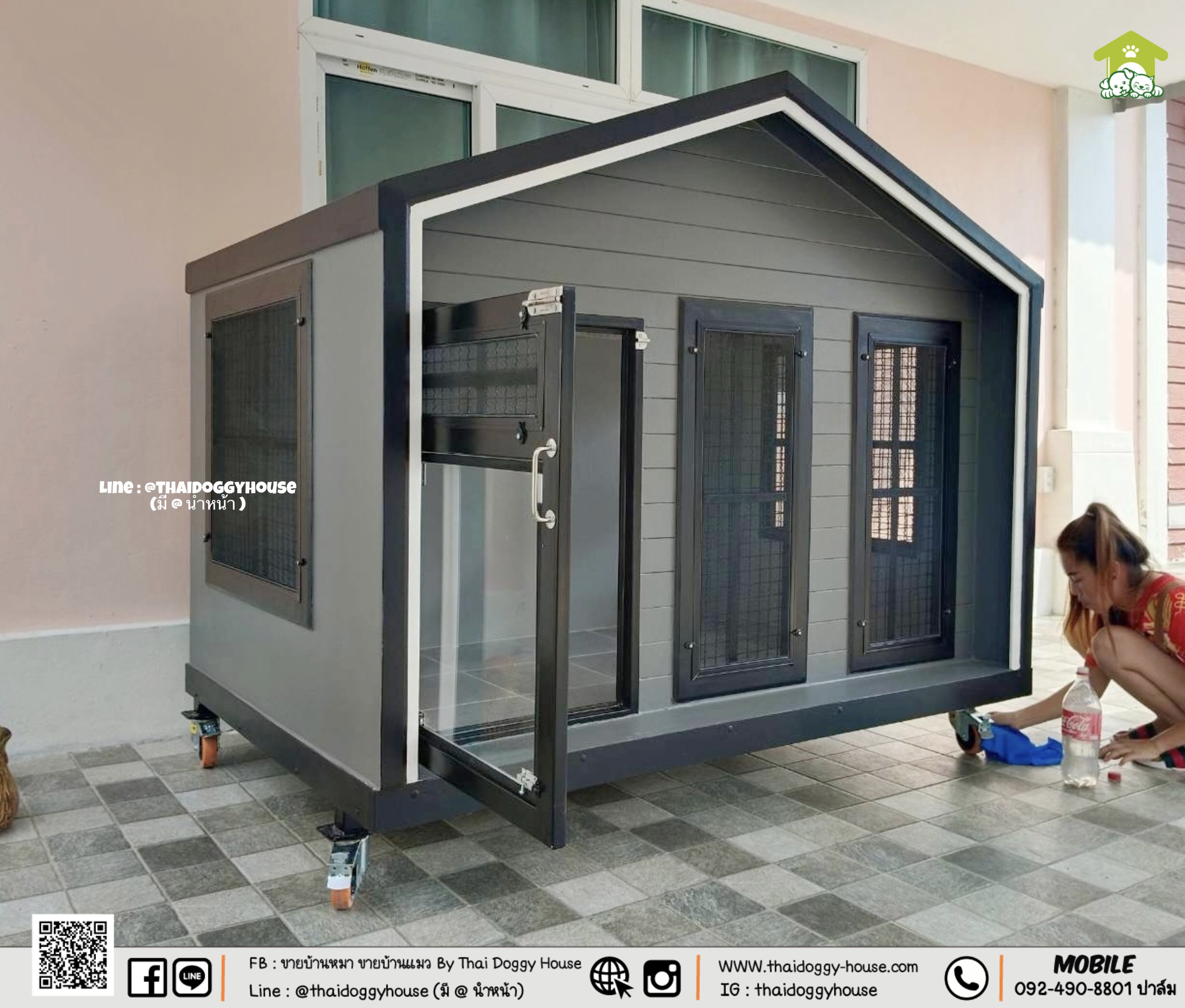 บ้านหมา บ้านแมว " 𝐍𝐎𝐑𝐃𝐈𝐂 𝐒𝐓𝐘𝐋𝐄 " มีตะแกรงเหล็ก มุ้งลวด พร้อมประตูบานสวิง ให้น้องๆเข้า- ออกเองได้ อากาศถ่ายเทได้ดี