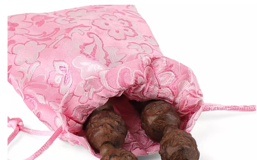 ถุงผ้าใส่ของขวัญ ของชำร่วย ของที่ระลึก งานแต่งงาน ขนาด 10*14 cm ผ้าลินินปักลาย ดอกไม้ มังกรทอง 264753