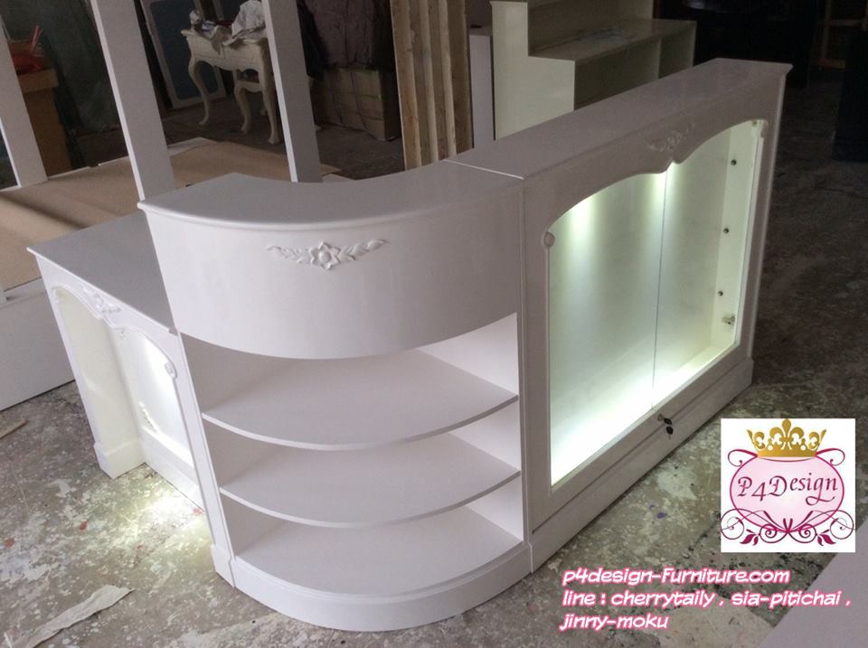 เคานเตอร์วินเทจ 3 ส่วน สีขาว เจ้าหญิง สำหรับบ้าน ร้านค้า