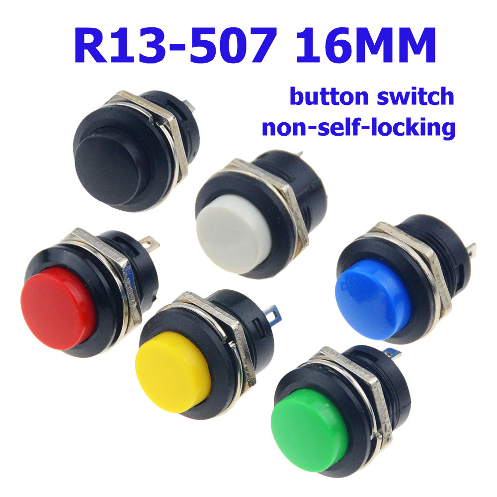 สวิตช์กดติดปล่อยดับ R13-507 250V 3A ขนาด 16MM Non lock