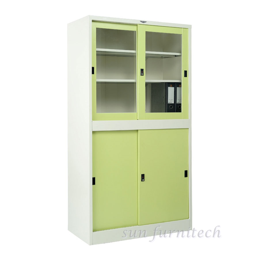 ตู้บานเลื่อน 4 ฟุต (บนบานกระจก-ล่างบานทึบ) elegant รุ่น SL4FH2