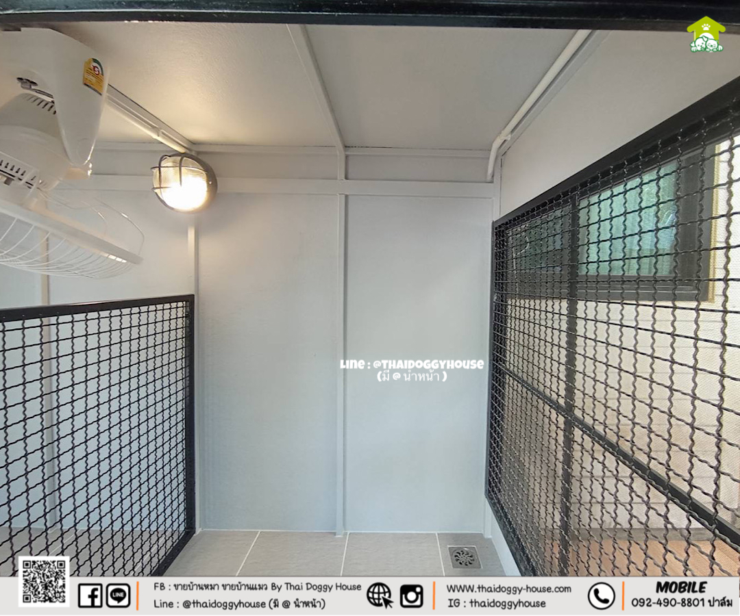 บ้านหมา บ้านแมว 𝐁𝐎𝐗 𝐒𝐓𝐘𝐋𝐄 พร้อมตะแกรงเหล็ก+ มุ้งลวดทั้งหลัง แบ่งกั้นห้องเพิ่มได้ 2 ห้อง