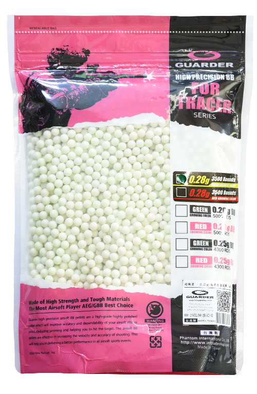 Guarder High Precision Made - 0.28g Green Glowing BBs (3500 rounds, Bag)
