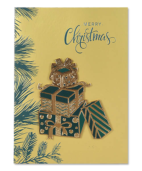 การ์ดคริสต์มาส 3D สีทอง Merry Christmas