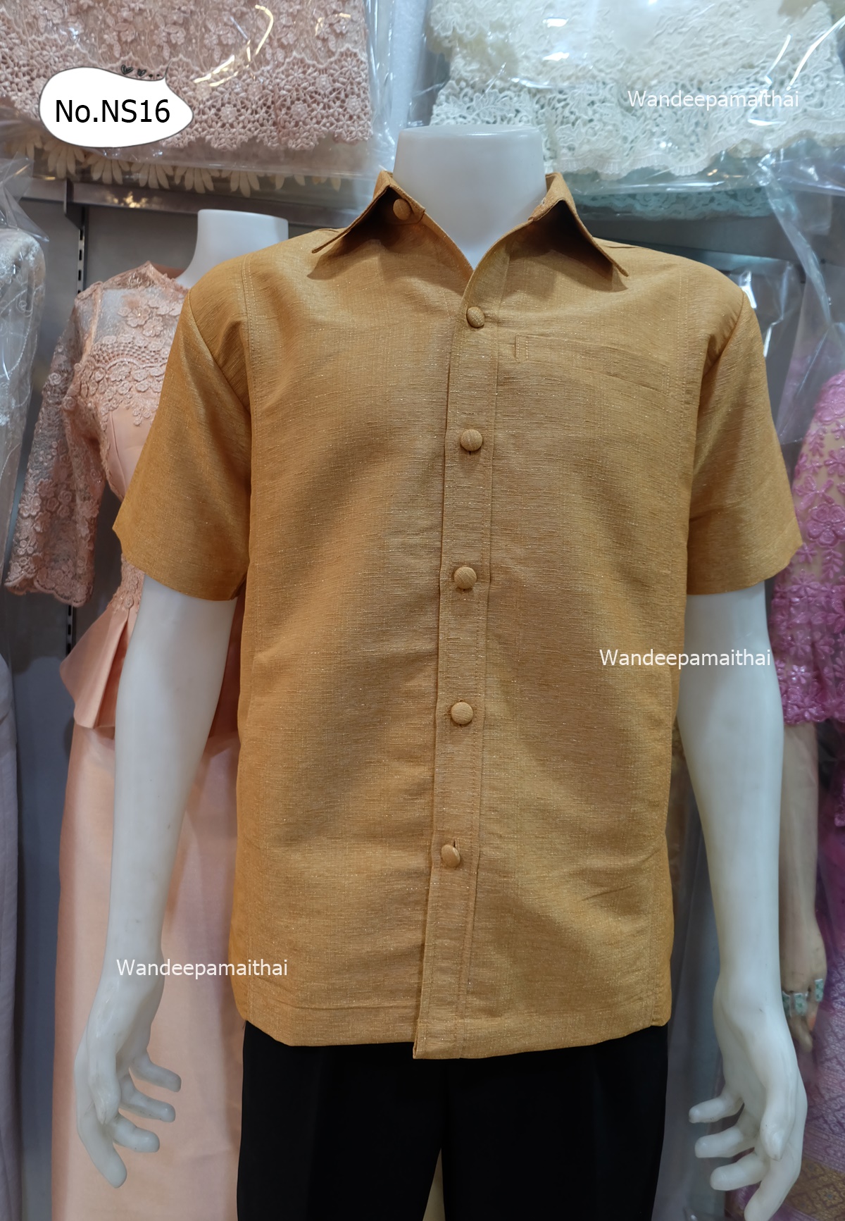 เสื้อผ้าไหมชายเนื้อดี ซาฟารี กระเป๋า 3 ใบ เบอร์ XL