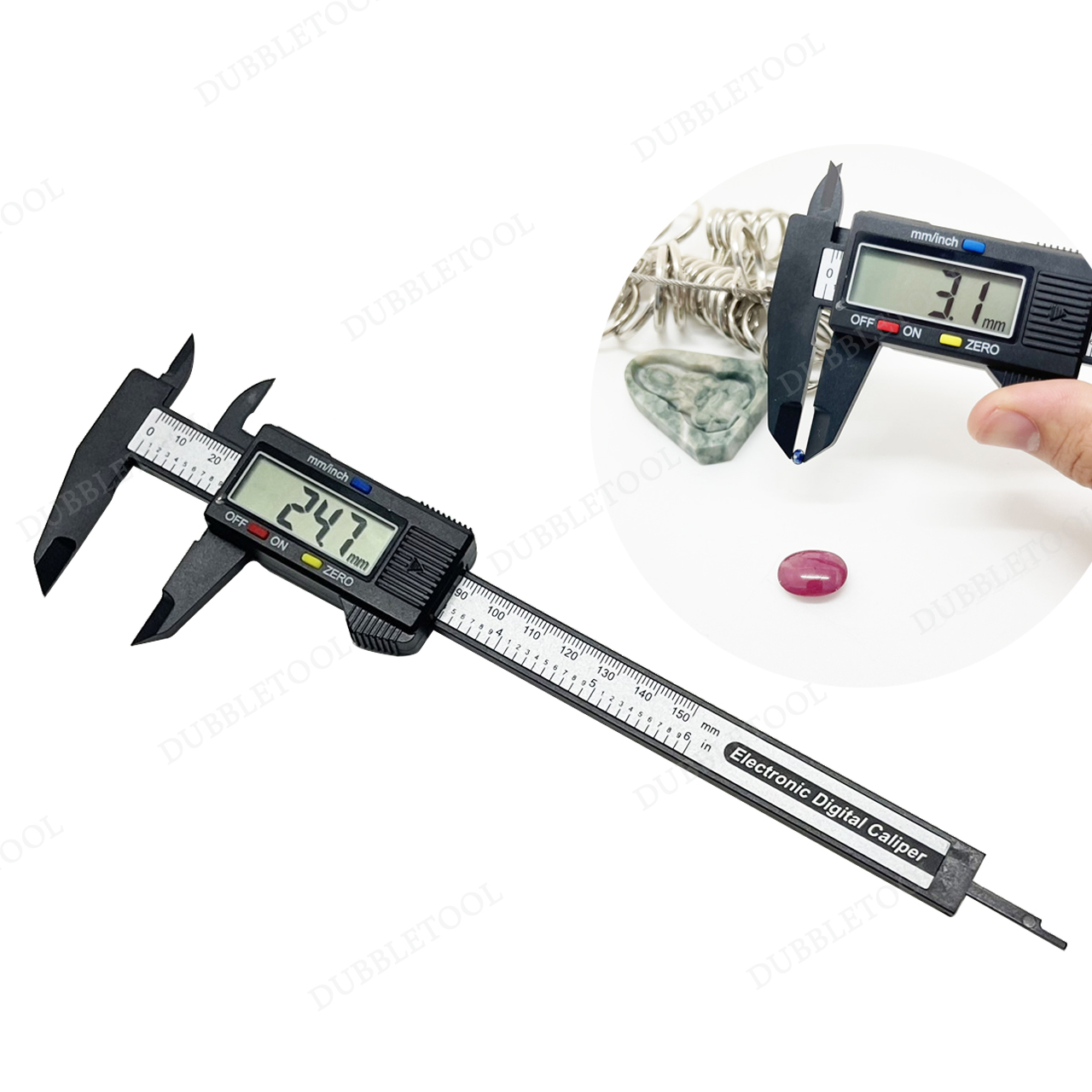 เวอร์เนียร์ เครื่องวัดดิจิตอลอิเล็กทรอนิคส์ 6 นิ้ว Vernier Caliper Digital 0-150mm/0-6inch เวอร์เนียผลิตจากวัสดุคาร์บอนไฟเบอร์ที่แข็งแรงน้ำหนักเบาและทนทาน พร้อมกล่องพกพาสะดวก