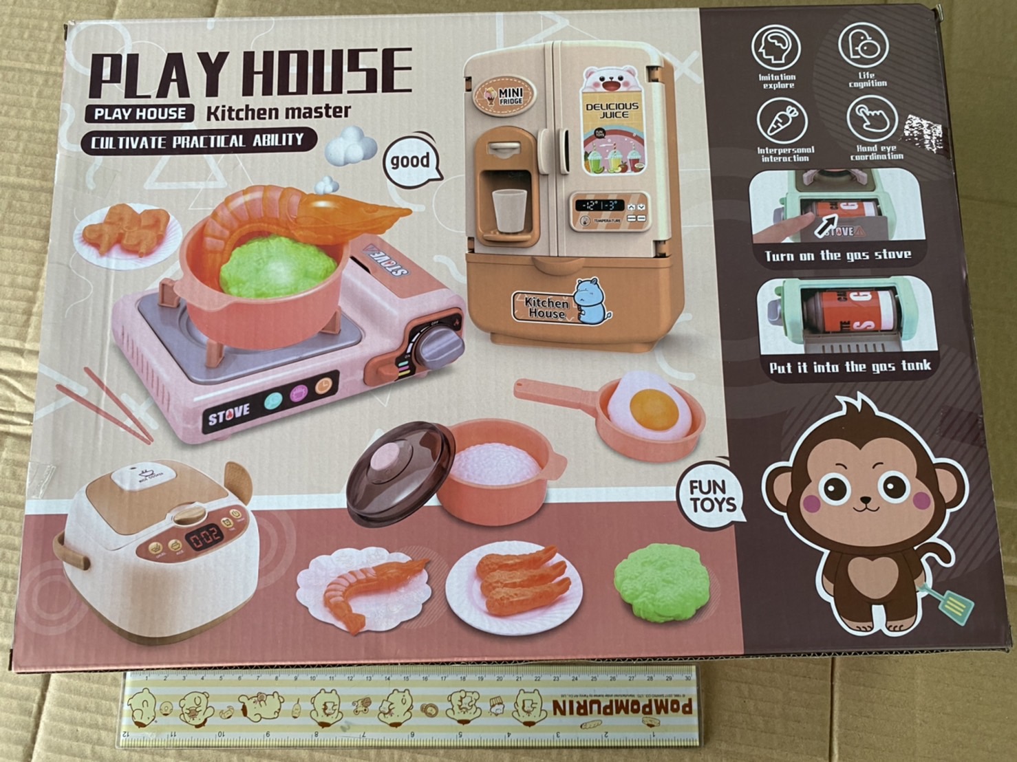 A6619-78 ของเล่นเด็กชุดเครื่องครัวตู้เย็นหม้อหุงข้าวพร้อมอุปกรณ์ ชิ้นละ