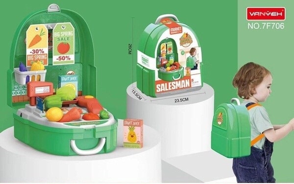 7F706 ของเล่นชุดขายผักผลไม้ครัวกระเป๋าเป้