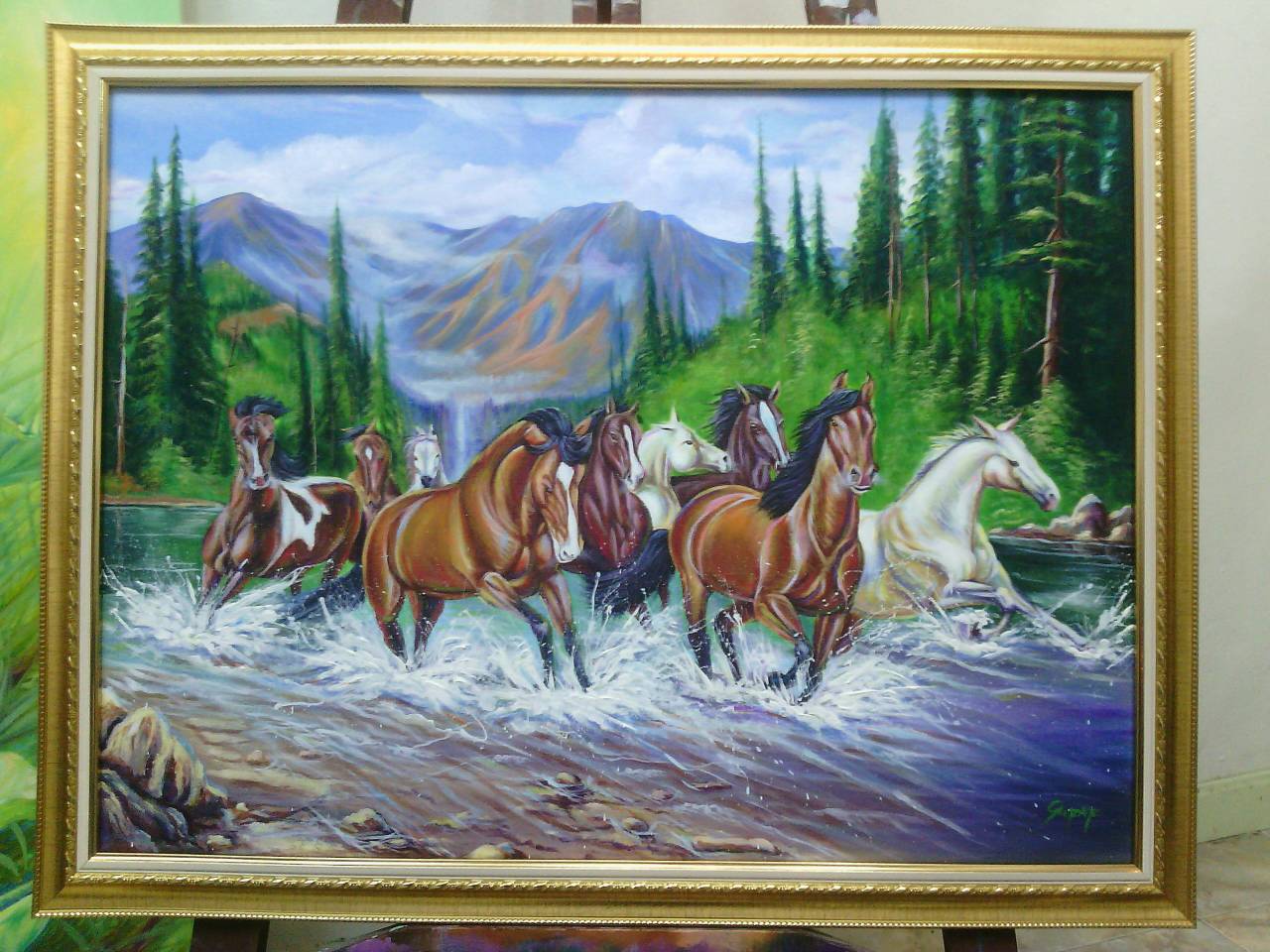 ภาพสี รูปม้า 9 ตัว