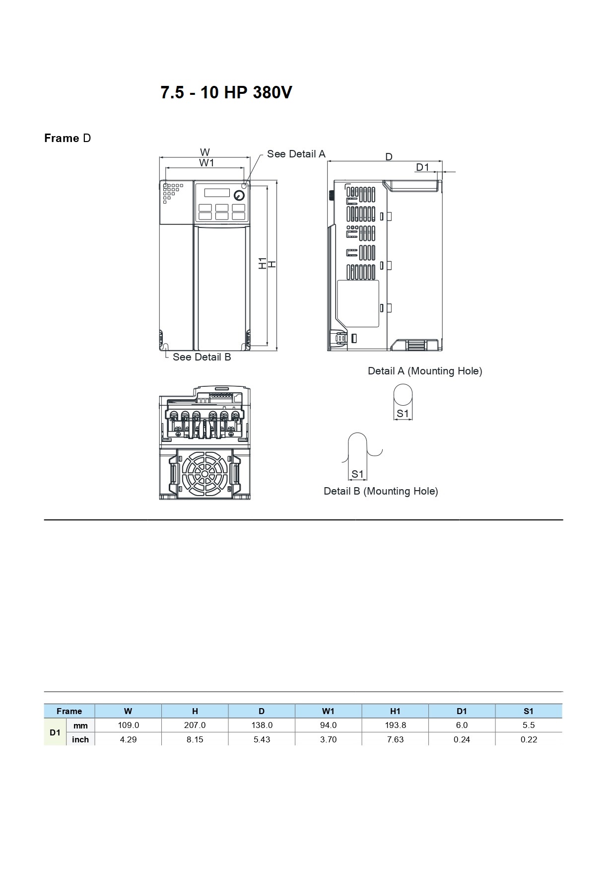อินเวอร์เตอร์ AC Inverter 7.5KW 10HP 380V