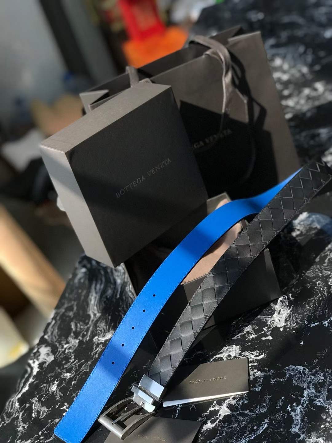 ** Do** เข็มขัดหนังแท้ Bottega ใช้ได้ 2 ด้าน 2 สี ขนาด 3.5 cm สินค้าใหม่ ของแท้