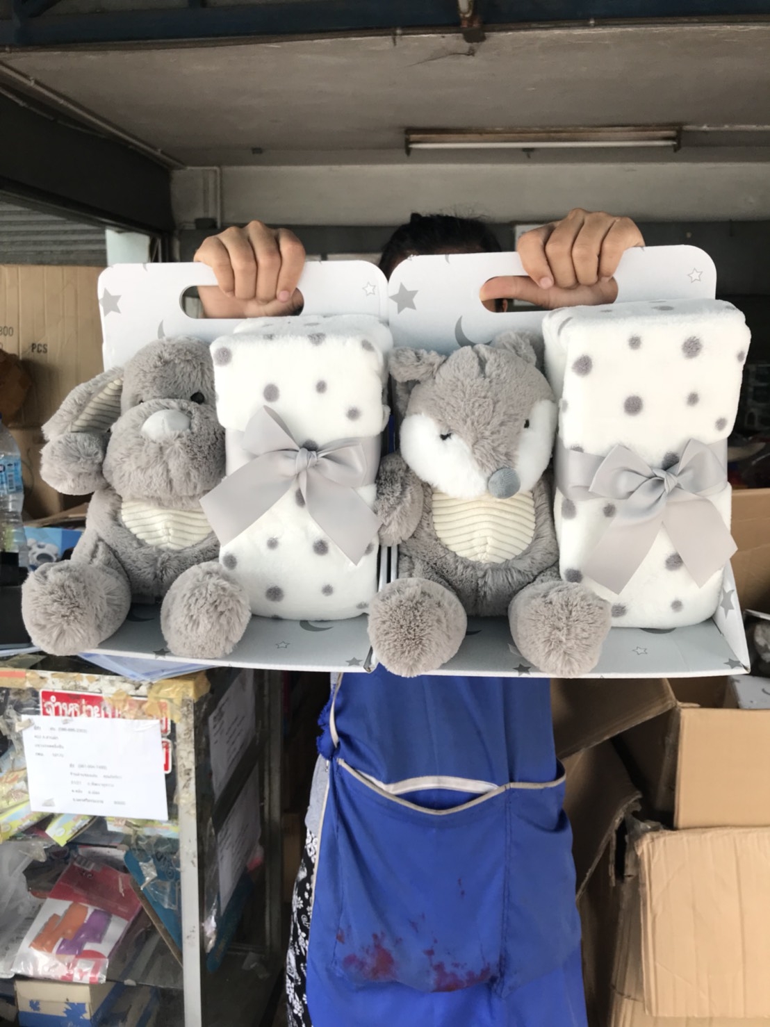 FUJI26Y ของเล่นเด็กตุ๊กตาพร้อมผ้าห่มเด็ก ขนนุ่ม ชิ้นละ