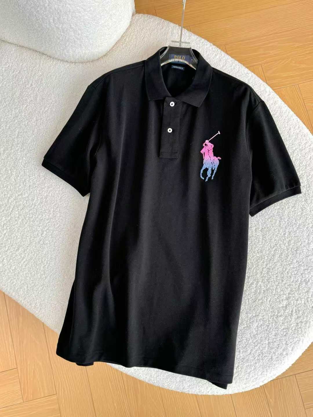 **do**เสื้อคอโปโล Ralph Lauren ปักม้าสีชมพูฟ้า สินค้าใหม่ ของแท้