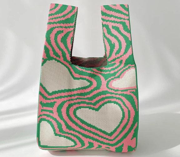 กระเป๋าผ้า ถุงผ้า ถักลายหัวใจ หวาน ๆ โทนสีพาสเทล น่ารัก ๆ ของขวัญ ของชำร่วย สวย ๆ ใช้งานได้จริง 479416