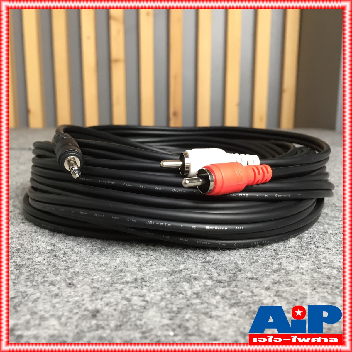 ยาว10เมตร สายสัญญาณสเตริโอ TRST 3.5 to RCA 2 หัว DYNACOM J015-7 สาย P.TR-ST - P. RCA x2 สาย TR-ST ออก RCA x2 10M