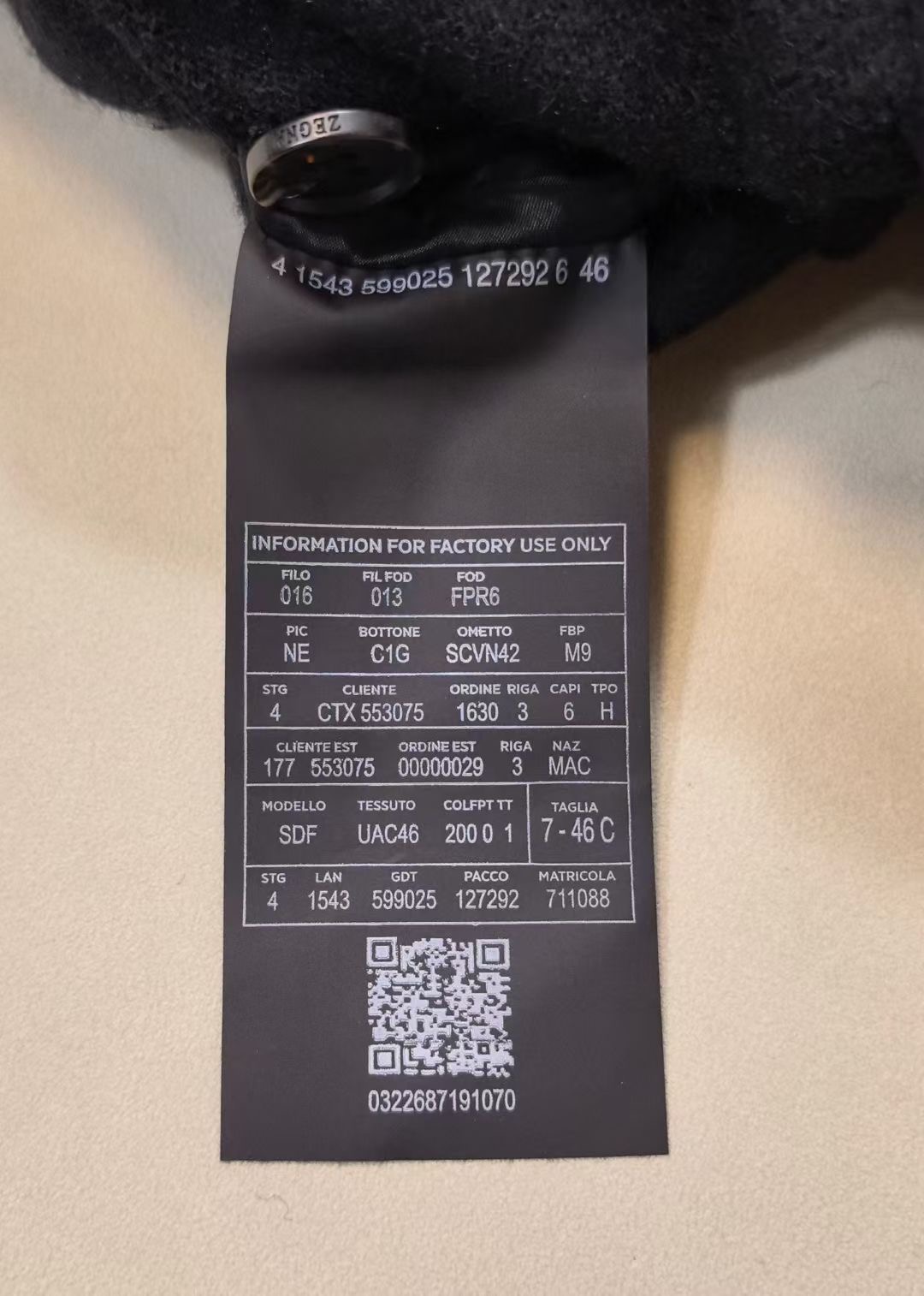 เสื้อแจ๊กเก็ตสูท Zegna BLACK OASI CASHMERE JACKET สินค้าใหม่ ของแท้