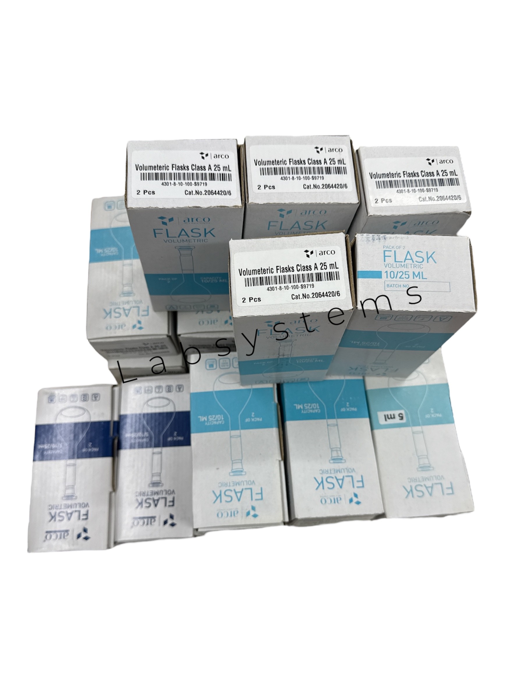 ขวดปรับปริมาตร (Flask, Volumetric Class A, Arco ) with Cer. ขนาด 5,10,25,50,100,200,250,500,1000,2000 มล