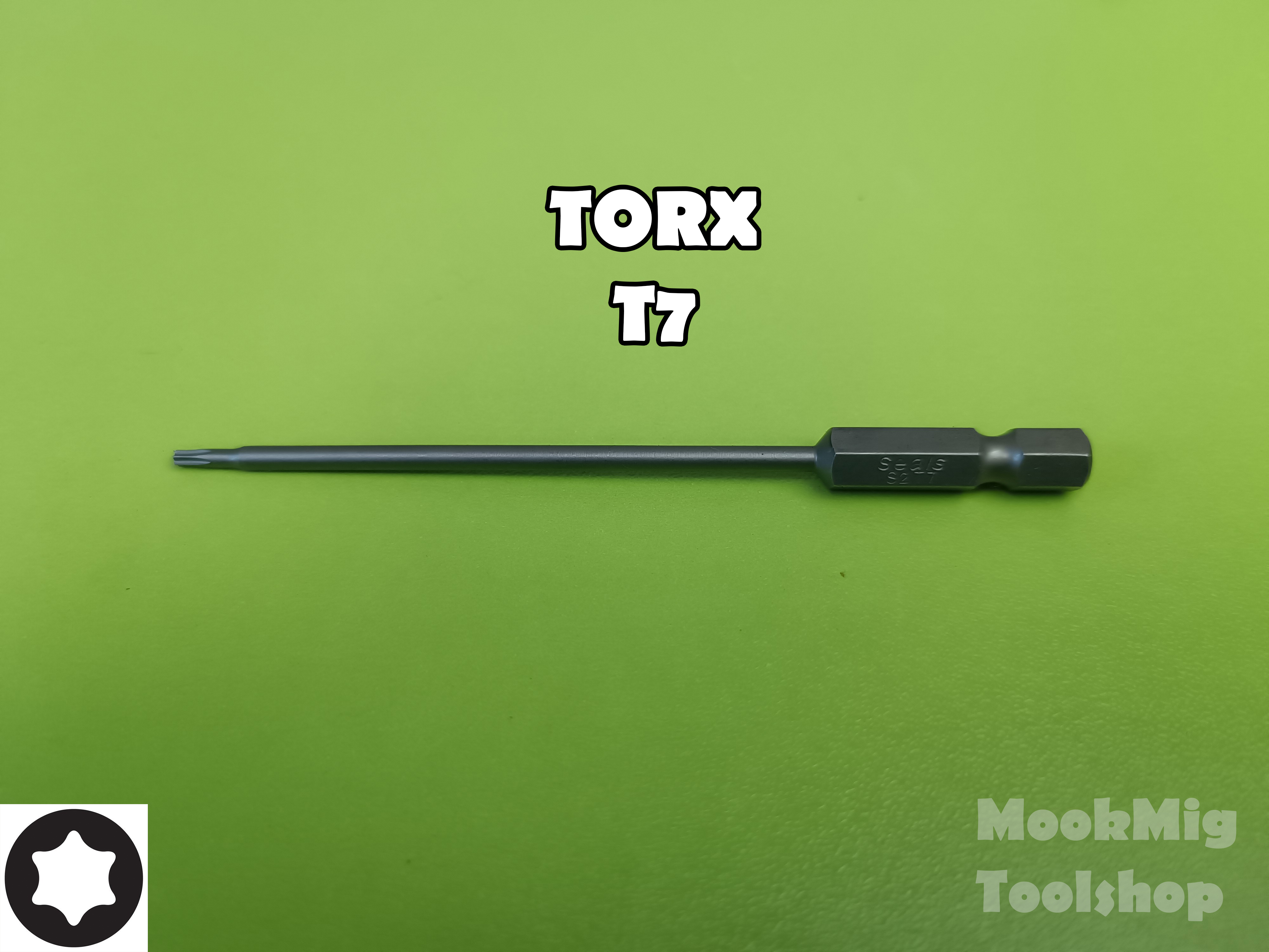 ไขควงหัวดาว Torx , Torx pin security torx แบบมีรู แบบตัน สำหรับใช้กับสว่าน เข้าที่แคบ ก้านยาวพิเศษ 100มม เหล็ก S2 ขายเป็นตัว