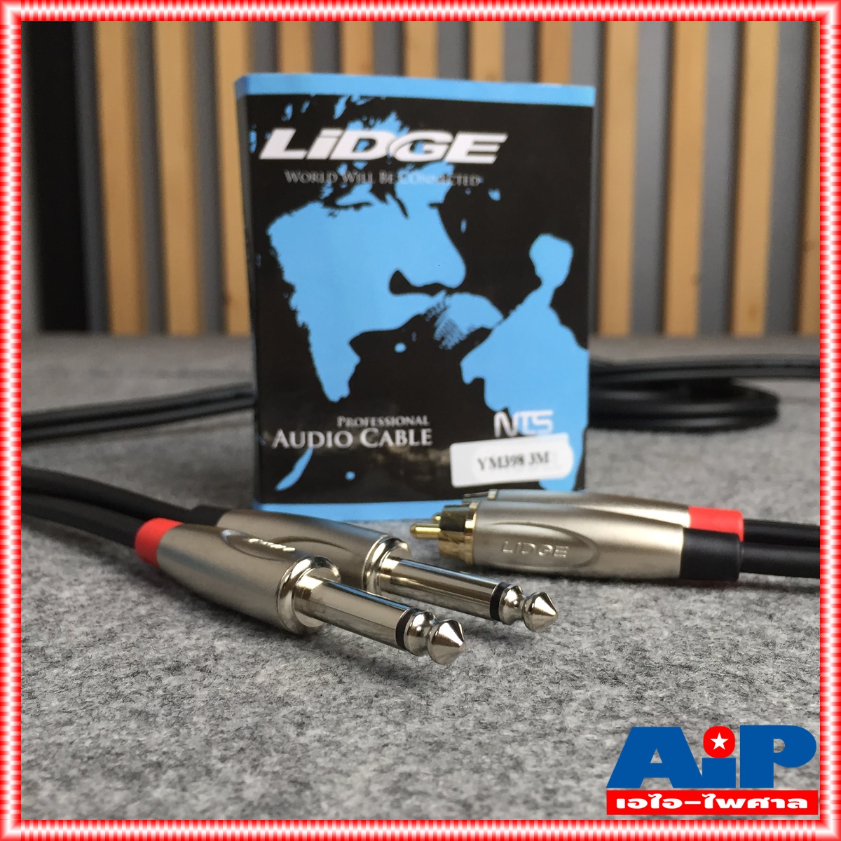 LIDGE YM-398 ยาว3M สายสัญญาณ RCA2หัว ออก PHONE 2หัว รุ่น YM398B ความยาว 3เมตร สายสัญญาณเสียง RCA x2 - PHONE x2 เอไอ-ไพศาล