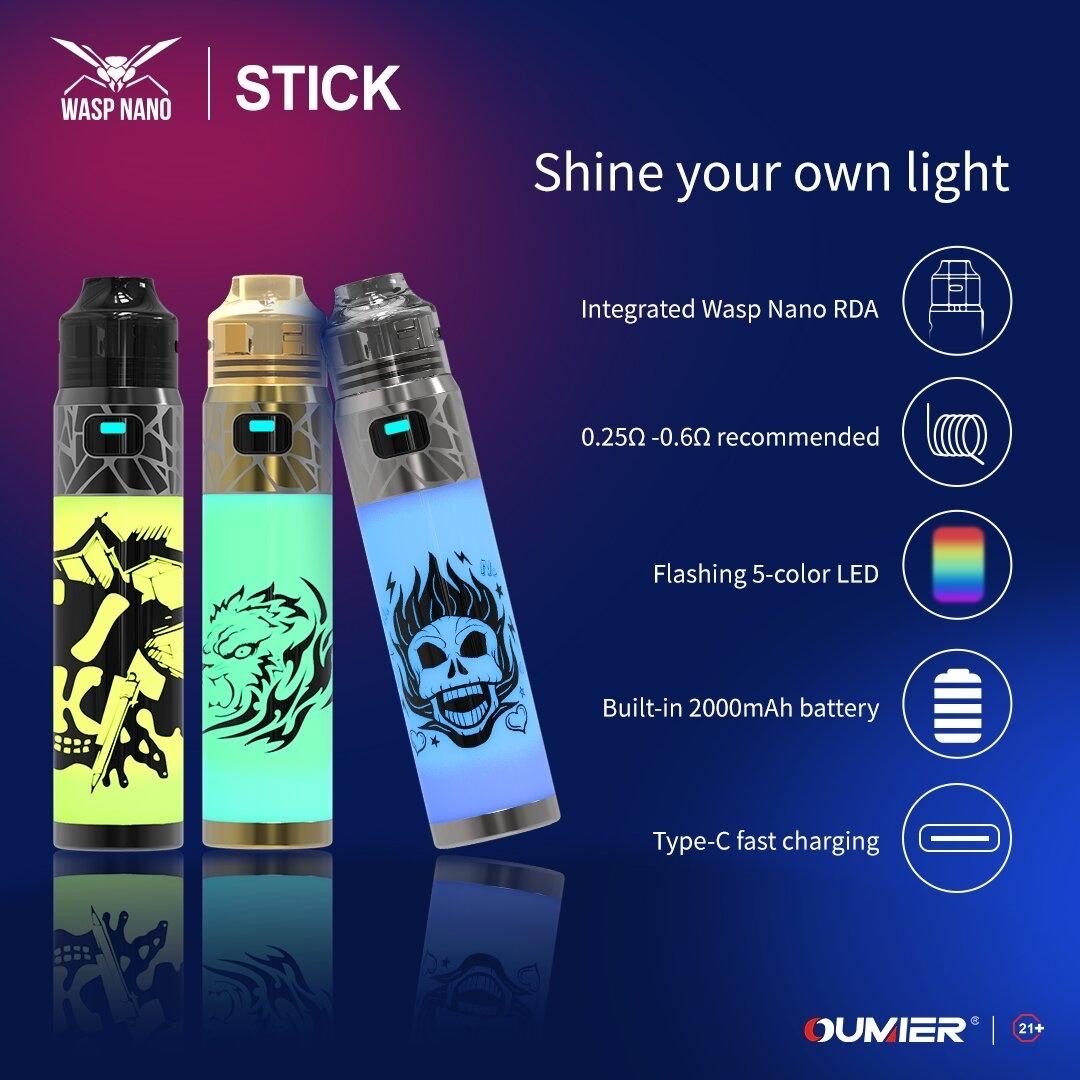 Wasp Nano Stick 2000mAh 22mm Diameter แท้ มีไฟLED รอบแท่ง