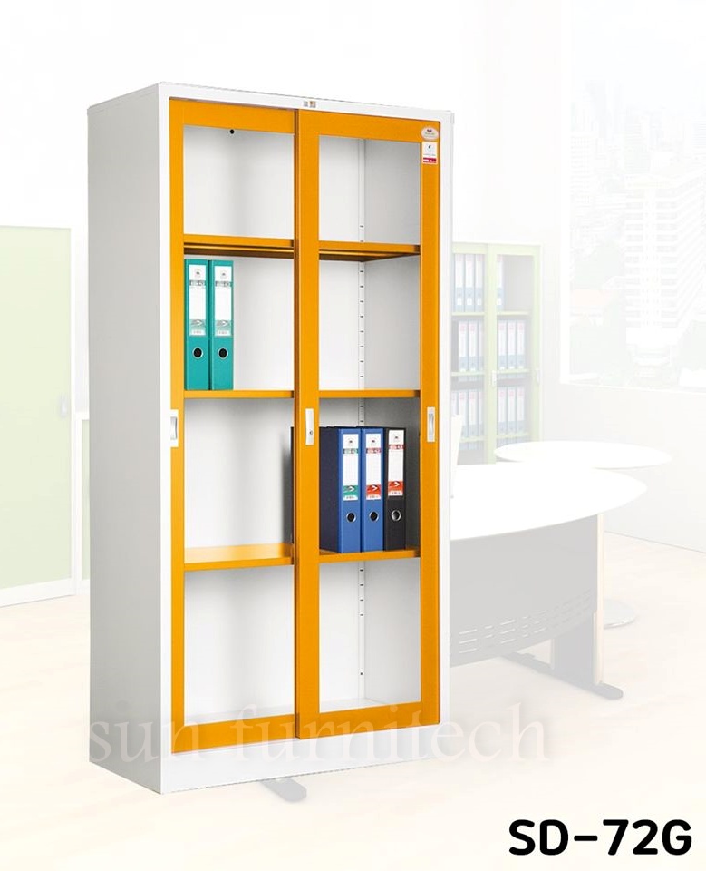 ตู้เอกสาร 2 บานเลื่อนกระจกสูง, ตู้เอกสารบานเลื่อนกระจกสูง, ตู้เอกสารสูง 2 บานเลื่อนกระจก ขนาด 3 ฟุตTaiyo รุ่น SD-723G