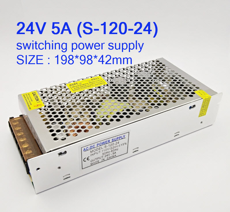 24V 5A switching power supply (S-120-24) ขนาด: 198*98*42mm