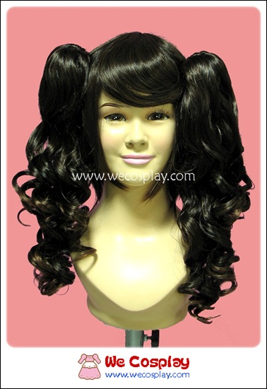 วิกผมคอสเพลย์ สีน้ำตาลทอง ทรงทวินเทล ลอนเกลียว Gold Brown Twintails Cosplay Wig
