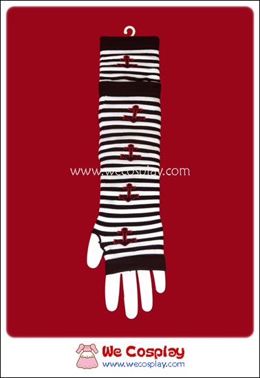 ปลอกแขนพังค์ ลายริ้วสีขาวดำ ลายสมอ Black and White Punk Arm Warmer