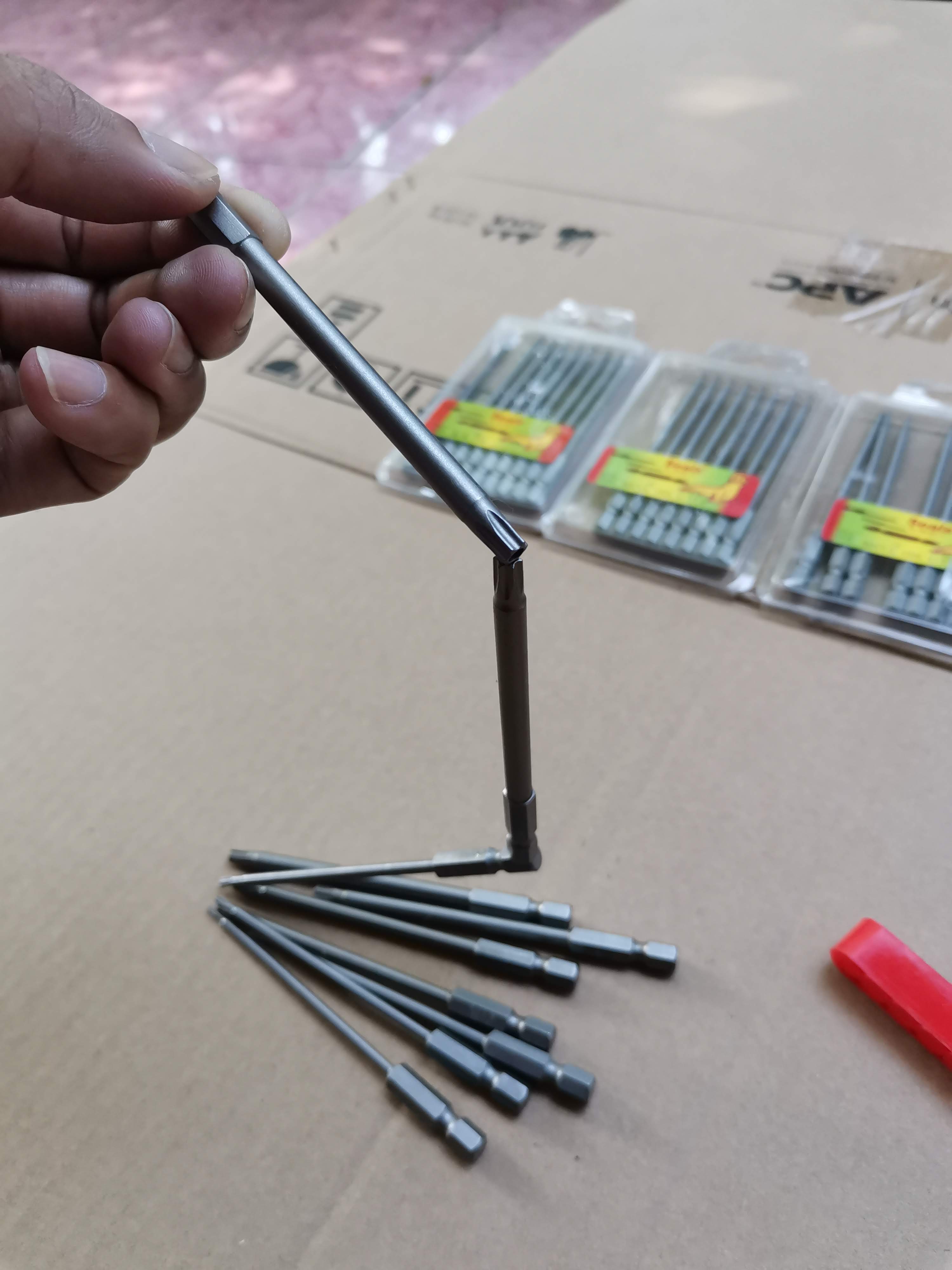 ไขควงหัวดาว Torx , Torx pin security torx แบบมีรู แบบตัน สำหรับใช้กับสว่าน เข้าที่แคบ ก้านยาวพิเศษ 100มม เหล็ก S2 ขายเป็นตัว