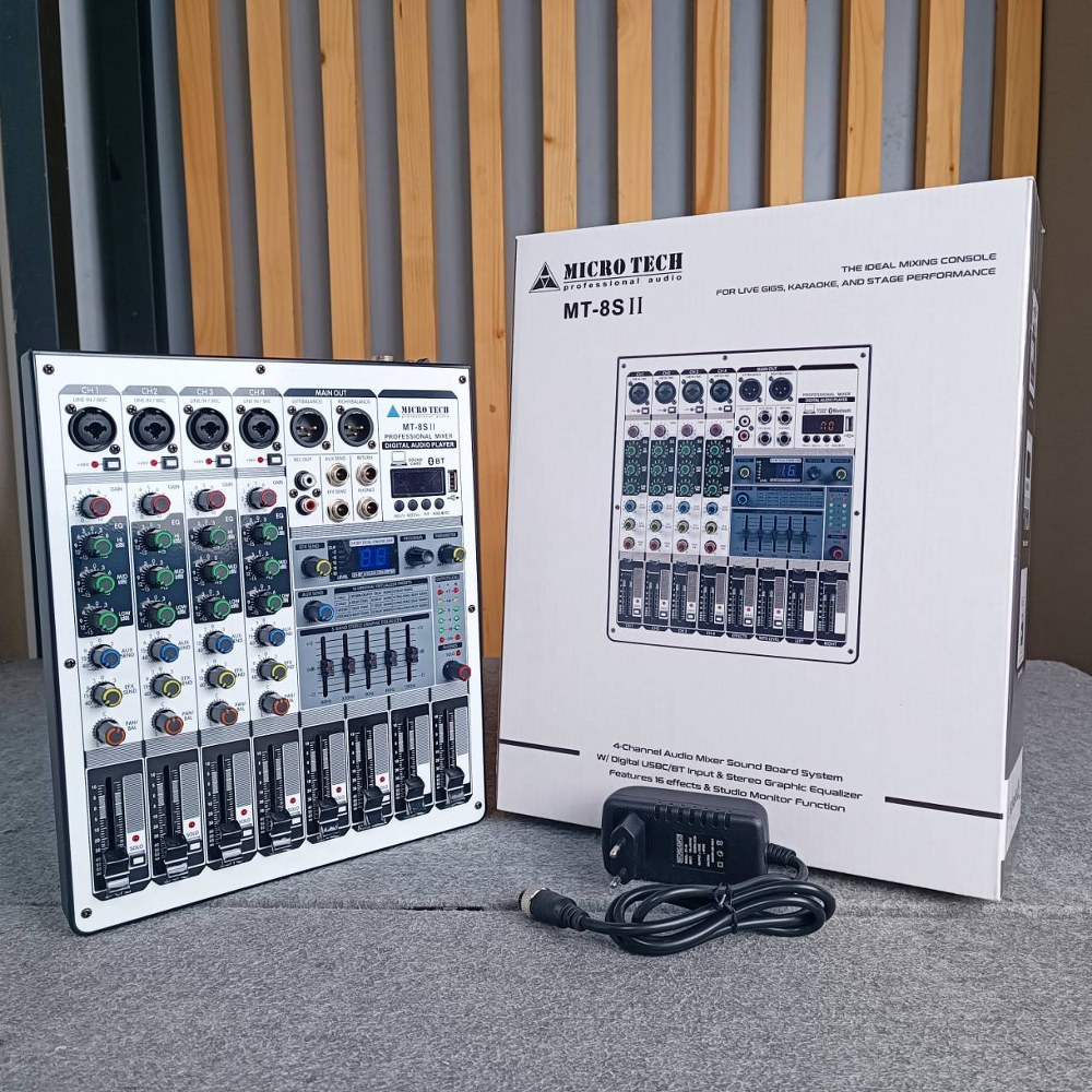MICROTECH MT-8S II mixer มิกเซอร์ 8 ช่อง รุ่นใหม่ รองรับบลูทูธ พร้อมจอแสดงผล ไมโครเทค MT 8 S mt8s เอไอ-ไพศาล