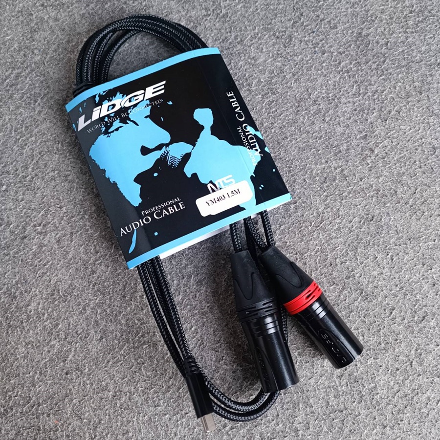 ยาว1.5เมตร LIDGE YM-403 1.5เมตร สาย USB TYPE-C ออก XLRผู้x2 สายสัญญาณเสียง type C - P.XLRx2 เอไอ-ไพศาล