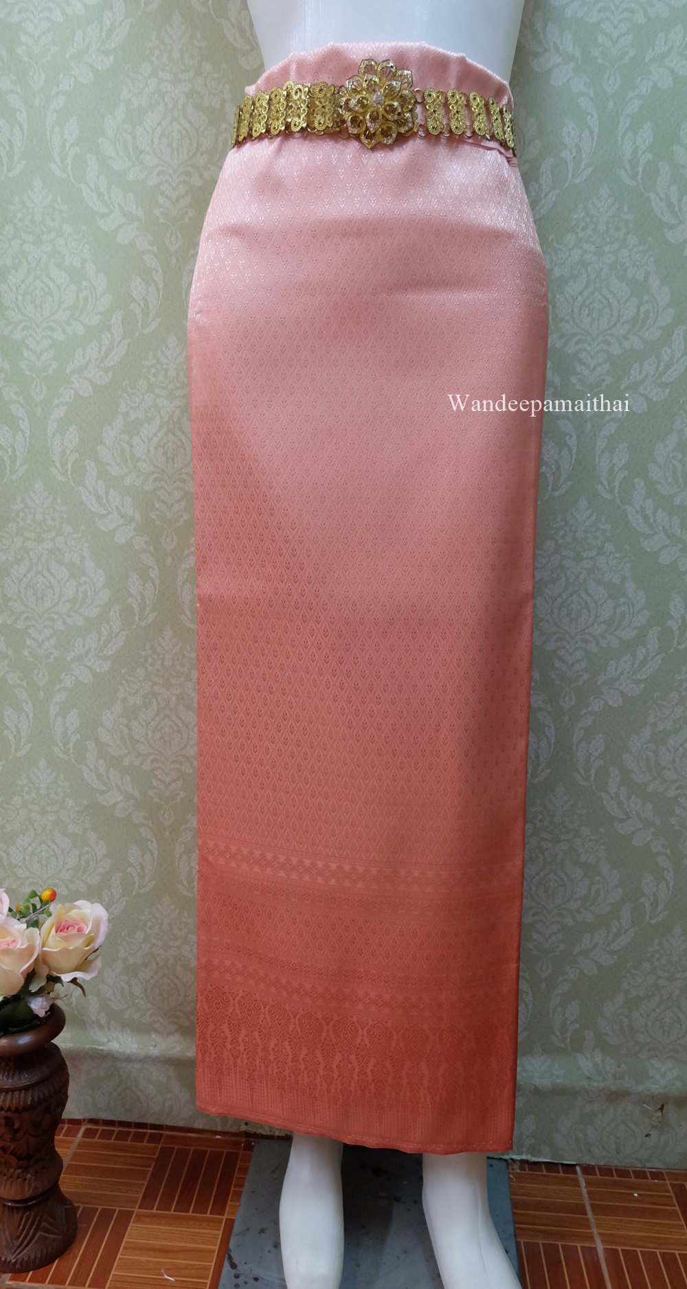 ผ้าไหมเกษตร เนื้อดี ทอแบบไล่สี สวยมาก New ชาอมส้ม