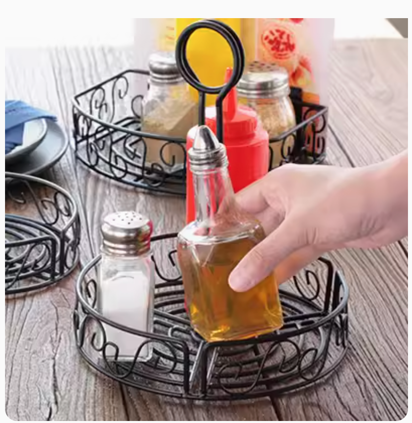 ตะกร้าเหล็กใส่ขวดซอส ชั้นเหล็กวางขวดเครื่องปรุง - Storage rack