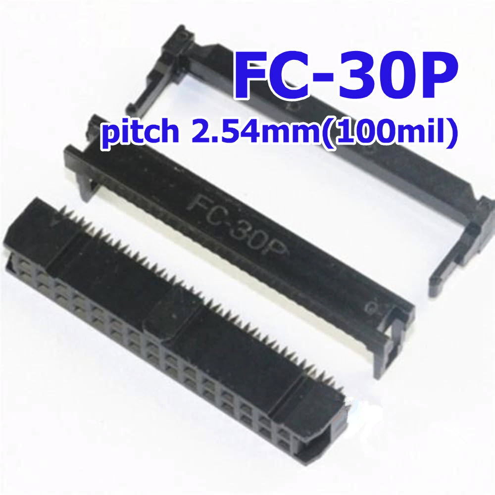 FC-30P 2x15Pin Dual Row Pitch 2.54mm(100mil) IDC Socket Connector Female Header 30-pin cable socket