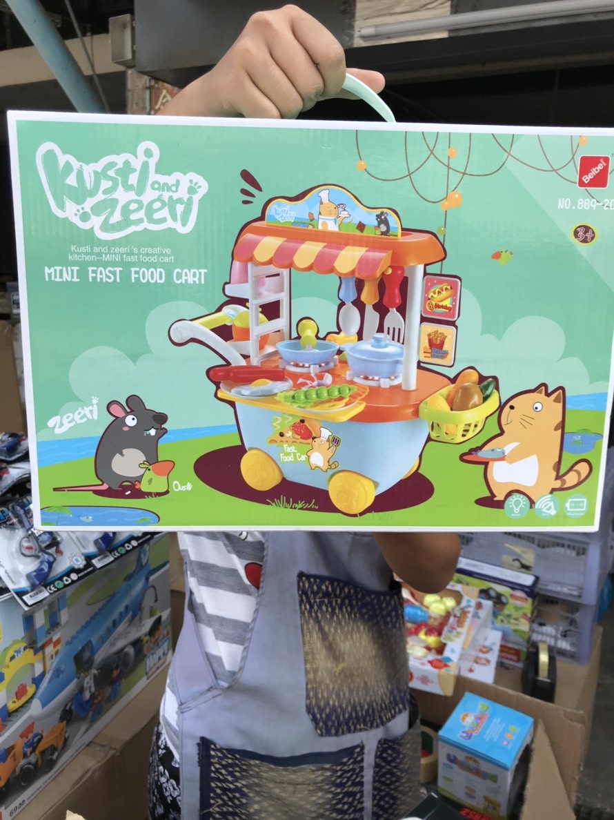 889-203 ของเล่นเด็กชุดครัวรถเข็น มีเสียงไฟ